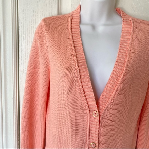 ISAAC MIZRAHI essential knit button up long cardigan in peach pink XS - Picture 5 of 12